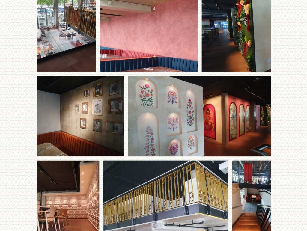 Wandgestaltung und Lackierarbeiten für ein Restaurant Collage